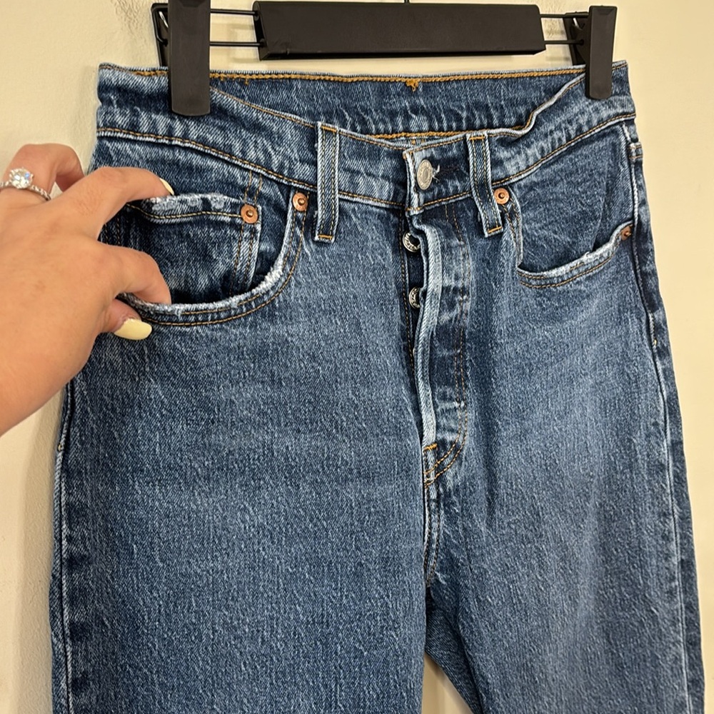 Levi’s 501 Original Fit Jeans Dark Wash Denim Jeans Size 27 - Picture 5 of 12